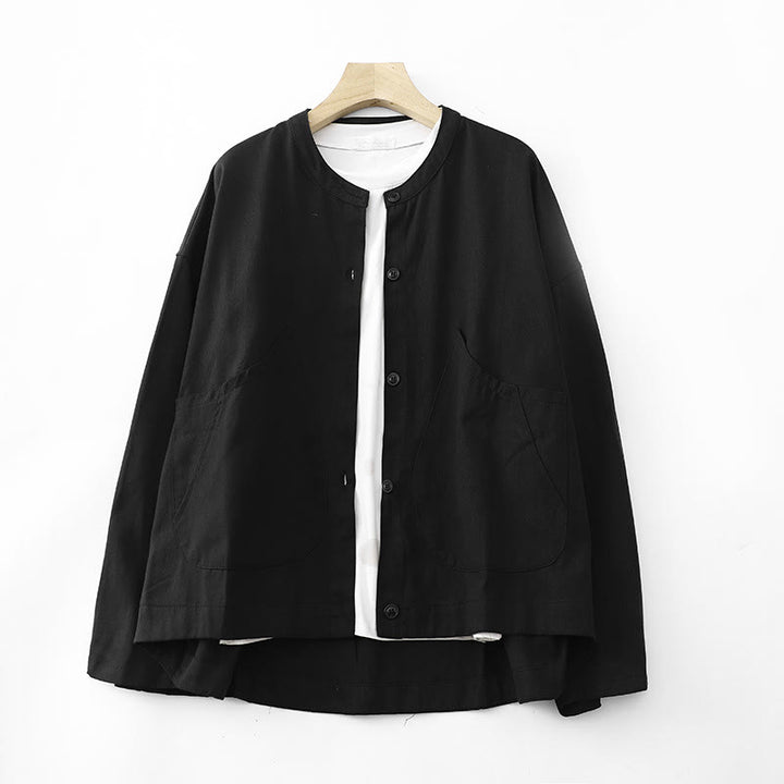 Giacca da donna in cotone a maniche lunghe con tasche e motivo Buddha Stones in tinta unita - Nero - US14, UK/AU18, EU46 (2XL) - image 8