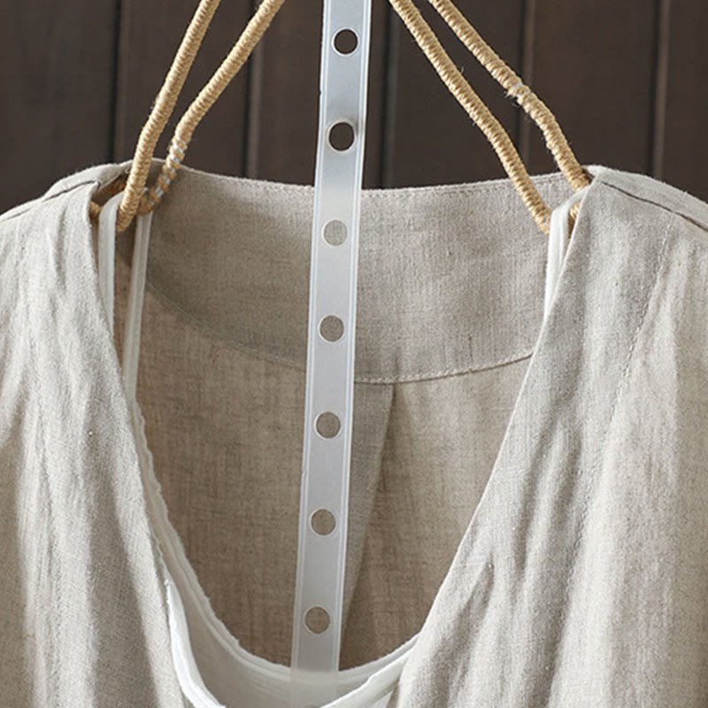 Buddha Stones Giacca da donna in cotone con scollo a V e tasche, colore puro - image 1