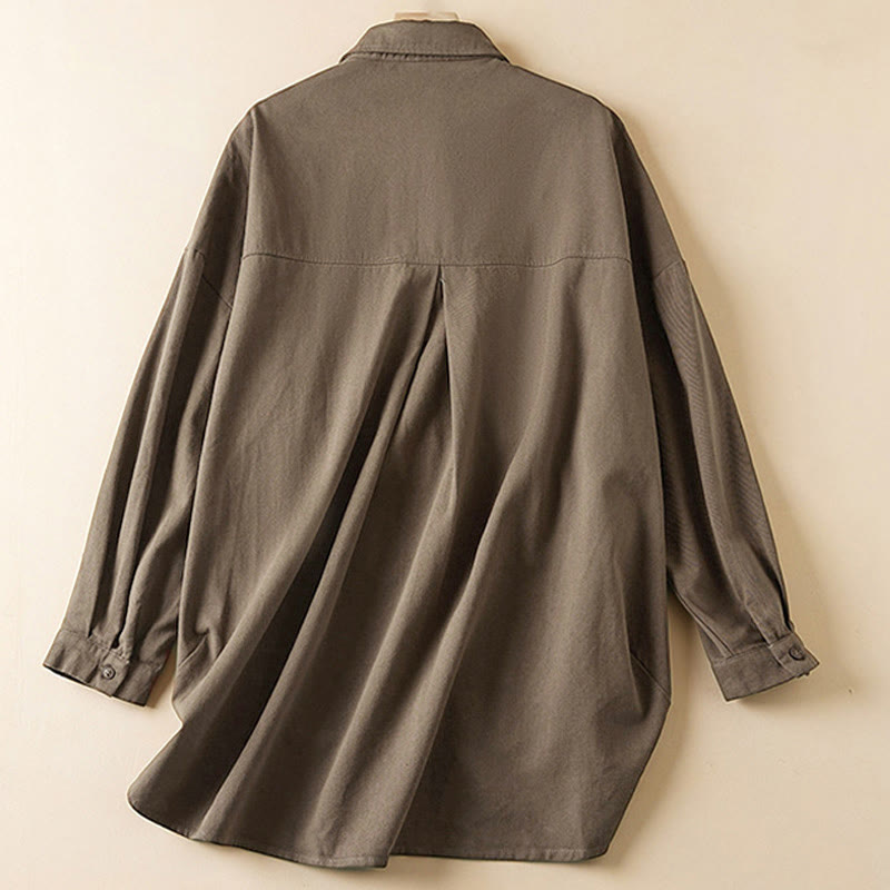 Giacca da donna in cotone e lino con risvolto, maniche lunghe, modello irregolare, con tasche, motivo Buddha Stones Fall - image 16