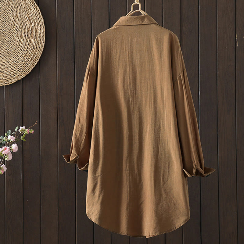 Cappotto da donna in cotone con tasche e bottoni semplici Buddha Stones - image 2