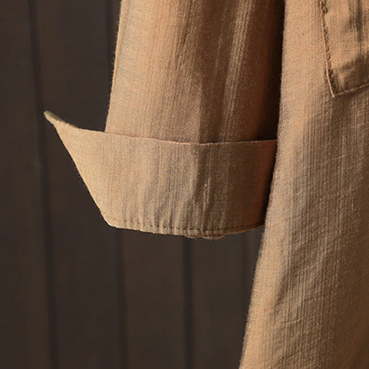 Cappotto da donna in cotone con tasche e bottoni semplici Buddha Stones - image 5