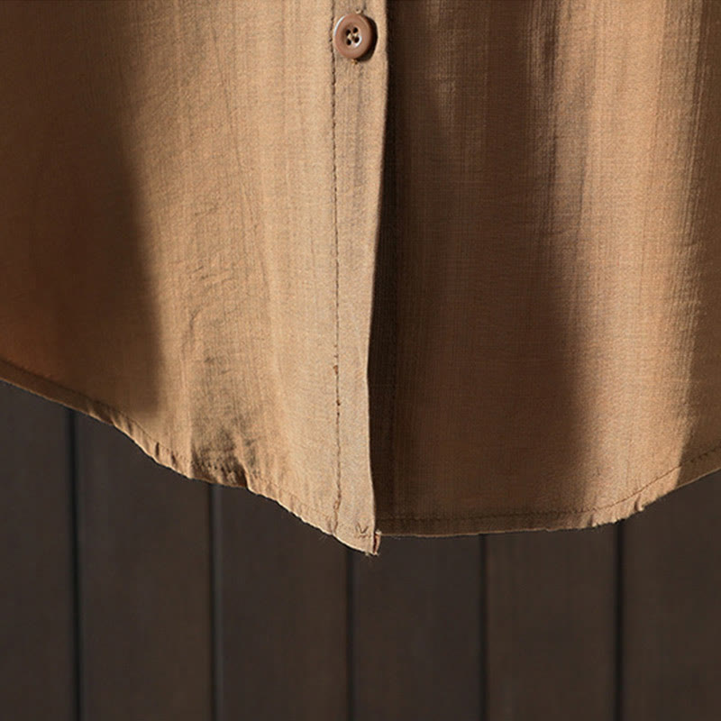 Cappotto da donna in cotone con tasche e bottoni semplici Buddha Stones - image 3