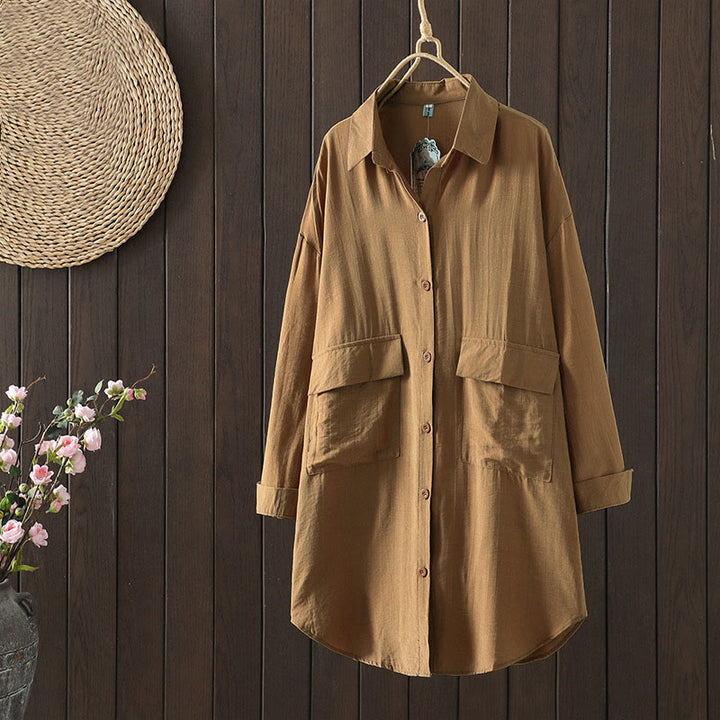 Cappotto da donna in cotone con tasche e bottoni semplici Buddha Stones - Perù - US8-10, UK/AU12-14, EU40-42 (2XL) - image 1