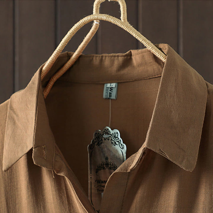 Cappotto da donna in cotone con tasche e bottoni semplici Buddha Stones - image 6