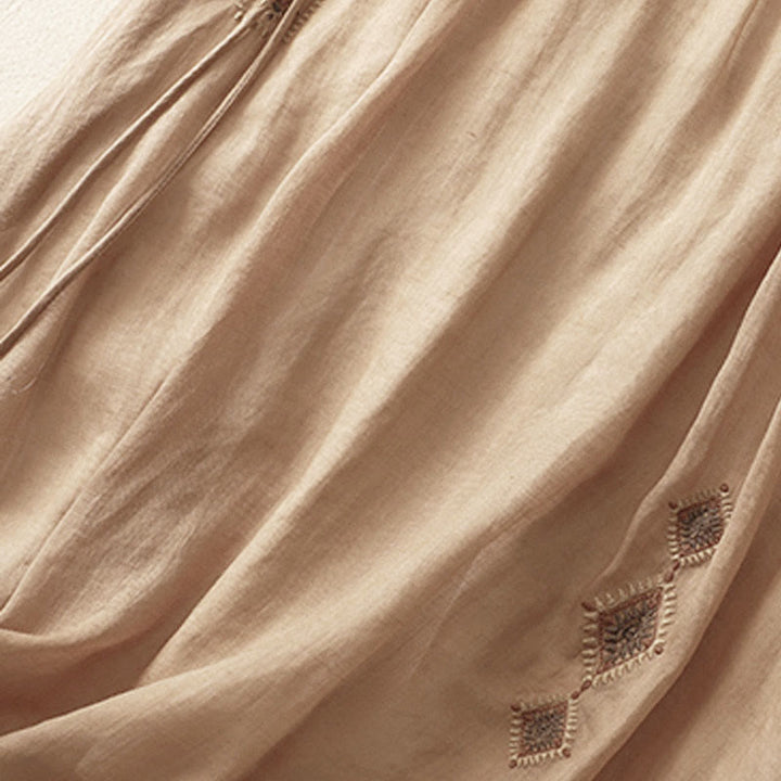 Gonna da donna in cotone e lino, lunghezza 7-8, con bottoni ricamati in stile etnico vintage Buddha Stones - image 12