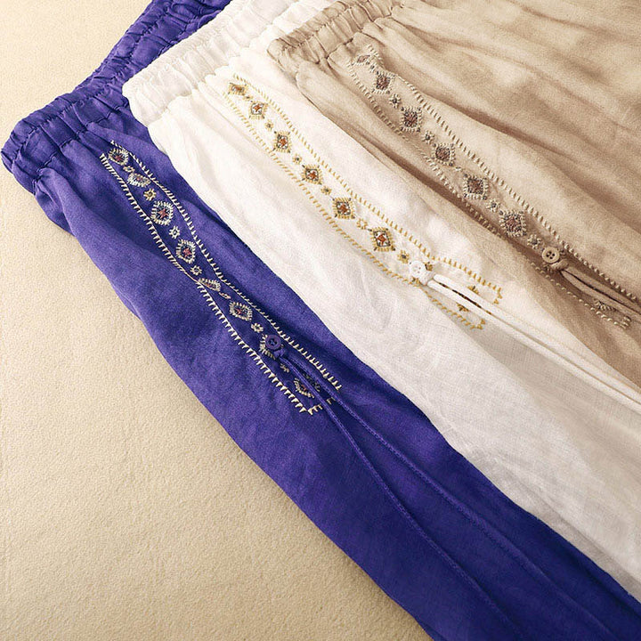 Gonna da donna in cotone e lino, lunghezza 7-8, con bottoni ricamati in stile etnico vintage Buddha Stones - image 17