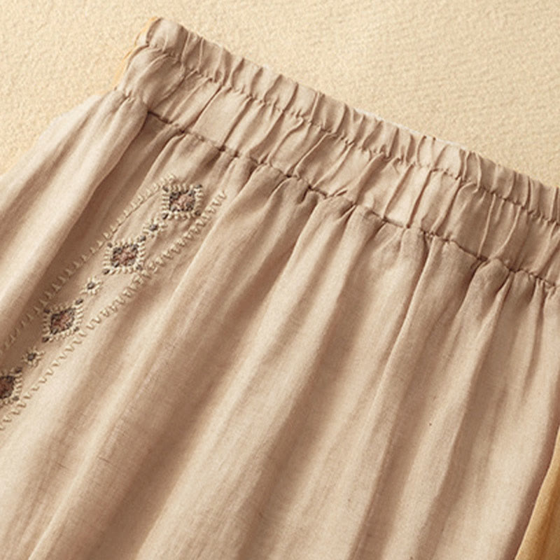 Gonna da donna in cotone e lino, lunghezza 7-8, con bottoni ricamati in stile etnico vintage Buddha Stones - image 14