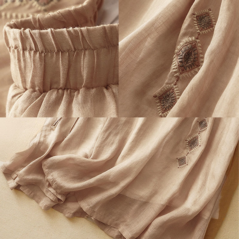 Gonna da donna in cotone e lino, lunghezza 7-8, con bottoni ricamati in stile etnico vintage Buddha Stones - image 13