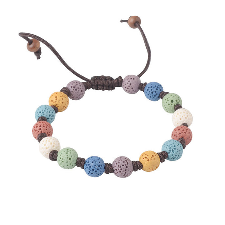 Braccialetto di supporto in pietra lavica colorata Buddha Stones - image 4