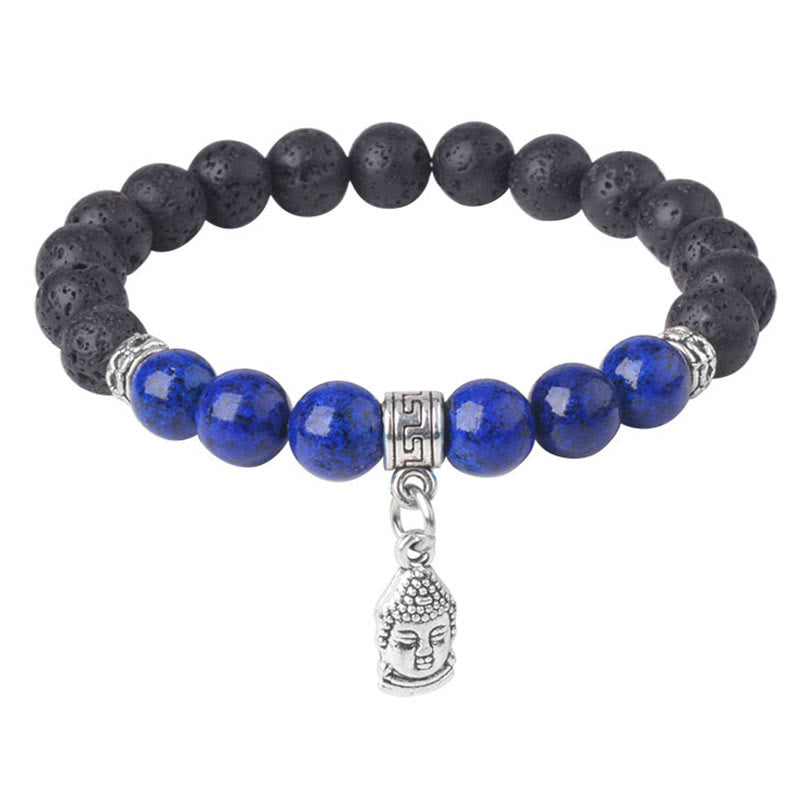 Braccialetto curativo con motivo animale, perline di cristallo di rocca lavica nera Buddha Stones - image 12