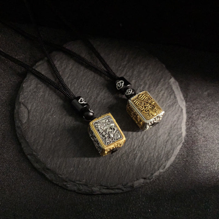 Collana con ciondolo quadrato in corda di protezione della dea della ricchezza, Buddha Stones Zakiram - image 7