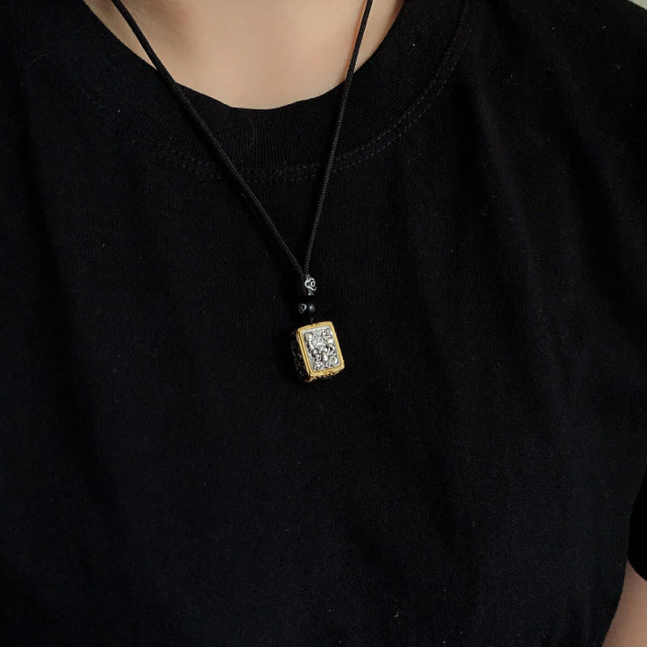Collana con ciondolo quadrato in corda di protezione della dea della ricchezza, Buddha Stones Zakiram - image 6