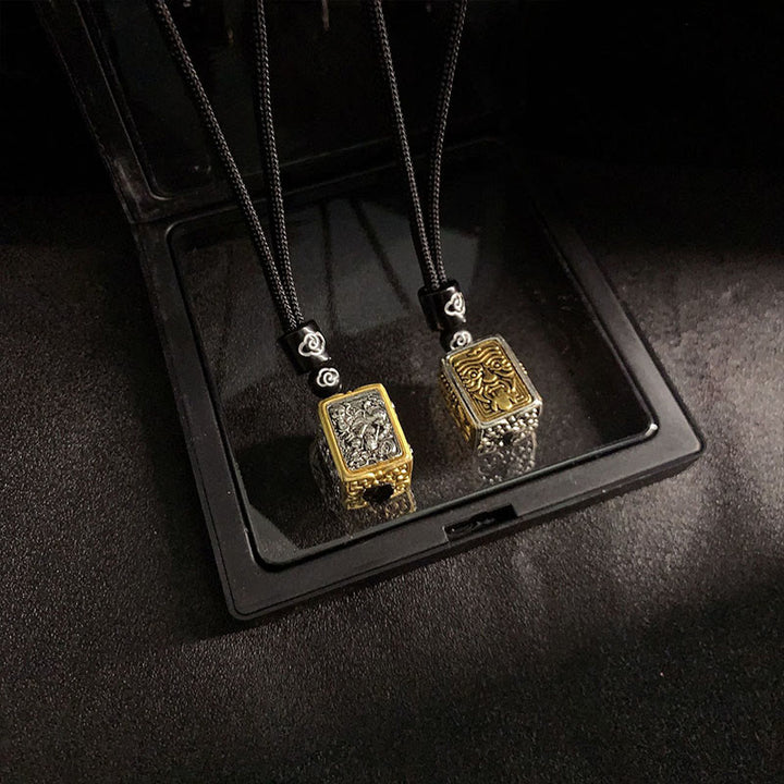 Collana con ciondolo quadrato in corda di protezione della dea della ricchezza, Buddha Stones Zakiram - image 8