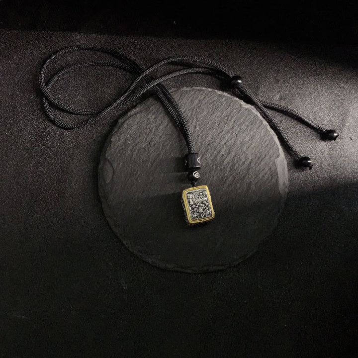 Collana con ciondolo quadrato in corda di protezione della dea della ricchezza, Buddha Stones Zakiram - image 5