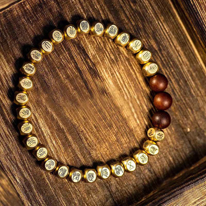 Bracciale della ricchezza con perline di legno di giuggiola colpite da fulmini, Buddha Stones , rame e ottone - Rame Ottone (Circonferenza del polso: 18-24 cm) - image 6