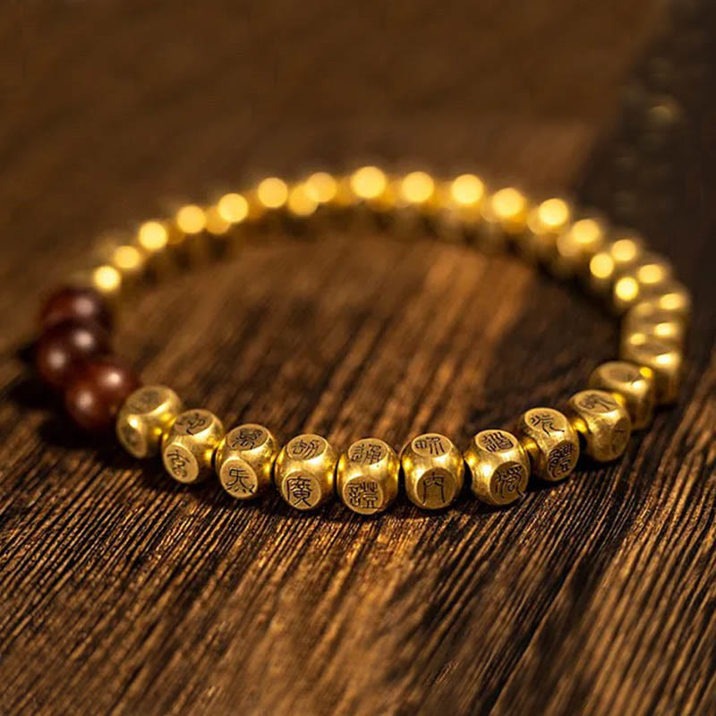 Bracciale della ricchezza con perline di legno di giuggiola colpite da fulmini, Buddha Stones , rame e ottone - image 8