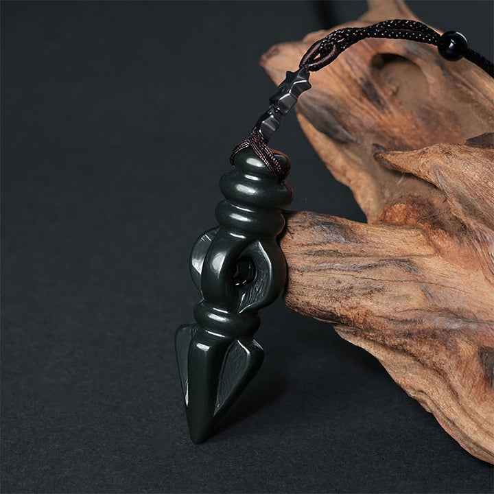 Collana con ciondolo e stella armonia Vajra Dorje, Buddha Stones tibetane, giada ciano Hetian, pestello - Vajra di giada ciano - image 0