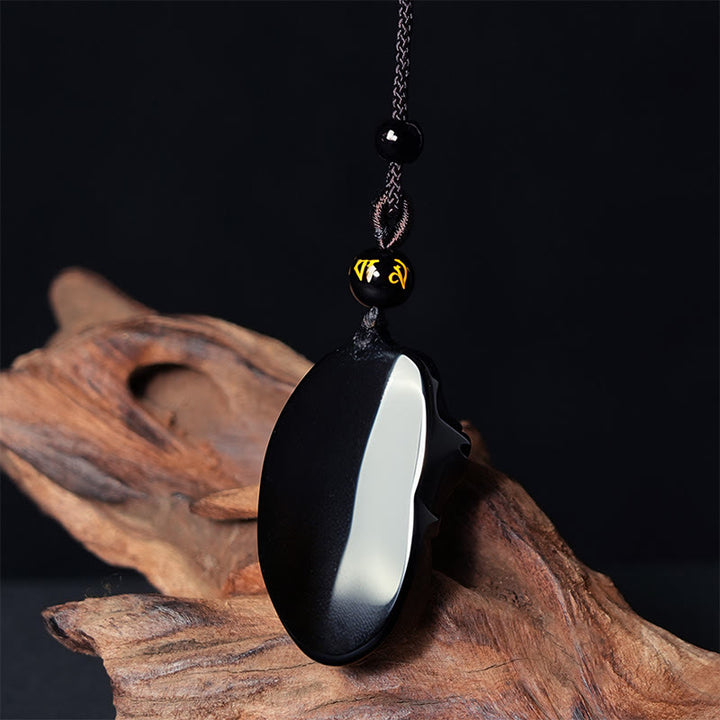 Collana con ciondolo in ossidiana nera naturale Anfiosso di Buddha Stones - image 5