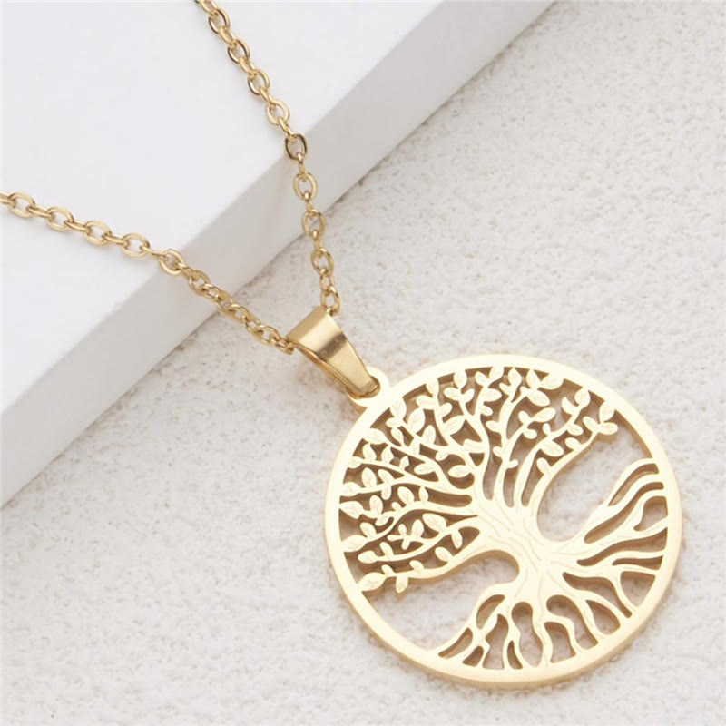 Collana con ciondolo in acciaio al titanio e Buddha Stones, l'albero della vita, per l'illuminazione - image 3