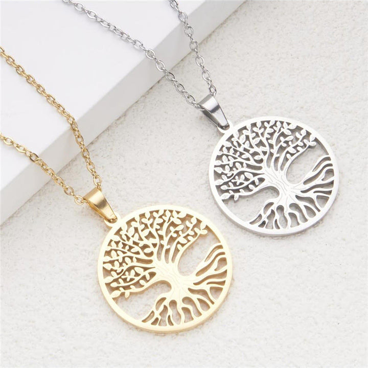 Collana con ciondolo in acciaio al titanio e Buddha Stones, l'albero della vita, per l'illuminazione - image 12