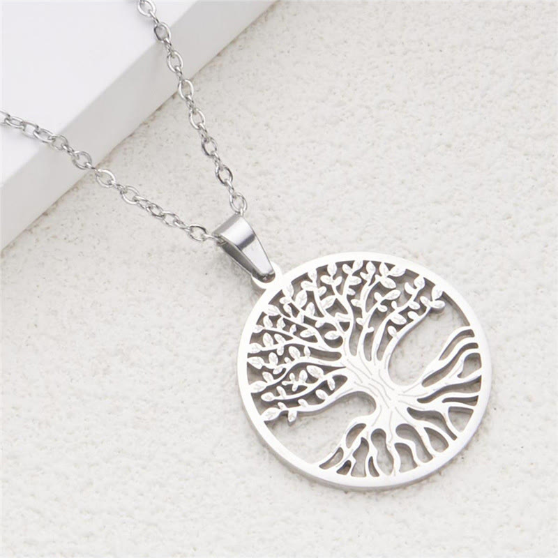 Collana con ciondolo in acciaio al titanio e Buddha Stones, l'albero della vita, per l'illuminazione - image 9