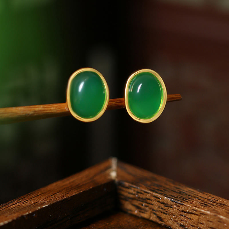 Buddha Stones in argento sterling 925 con calcedonio verde dorato e forza  - image 1