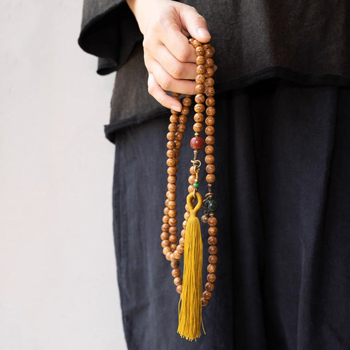 Buddha Stones 108 Mala Beads Bodhi Seed Saggezza Pace Nappa Bracciale - image 4