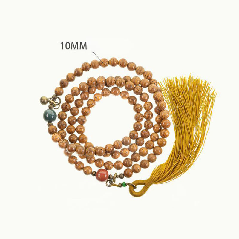 Buddha Stones 108 Mala Beads Bodhi Seed Saggezza Pace Nappa Bracciale - image 11