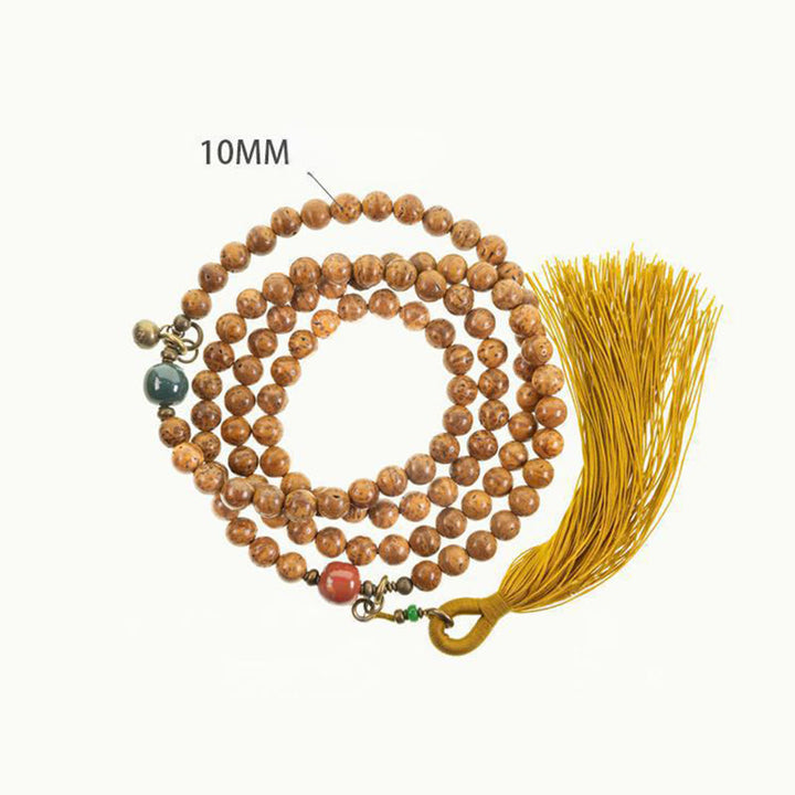 Buddha Stones 108 Mala Beads Bodhi Seed Saggezza Pace Nappa Bracciale - image 11