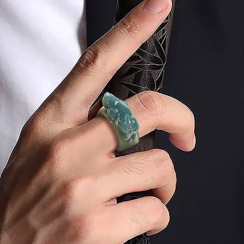 Anello di giada PiXiu Buddha Stones, Fengshui, ricchezza e prosperità - image 5