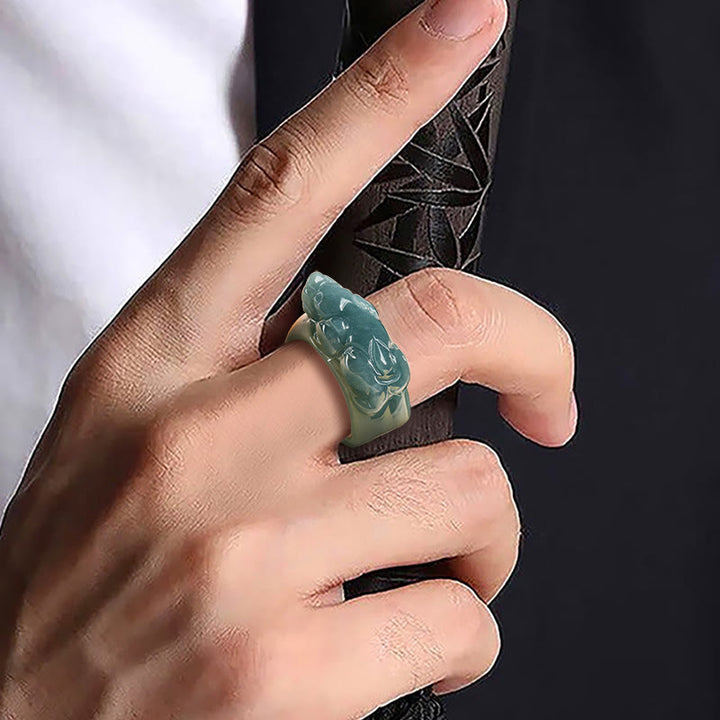 Anello di giada PiXiu Buddha Stones, Fengshui, ricchezza e prosperità - image 5