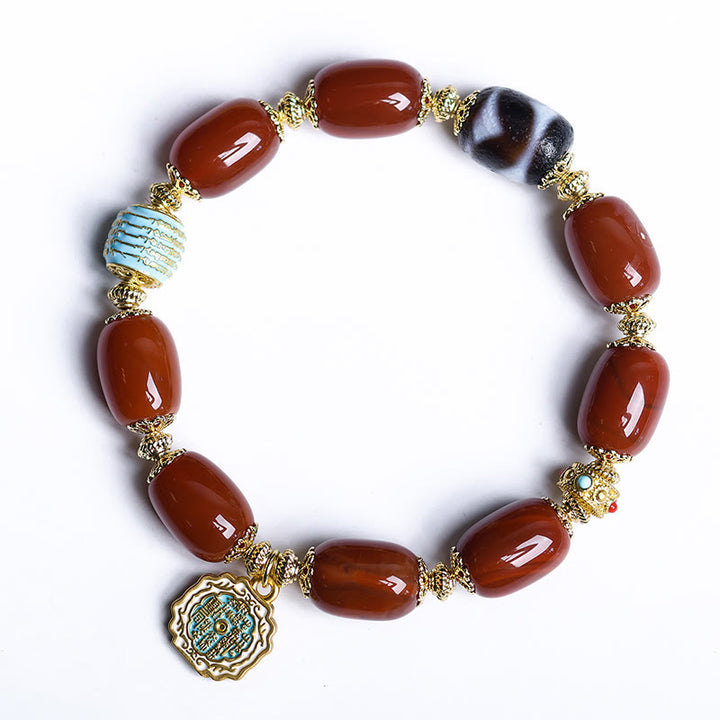 Braccialetto di potere con perline Dzi Bagua in agata rossa naturale del sud Buddha Stones - image 8