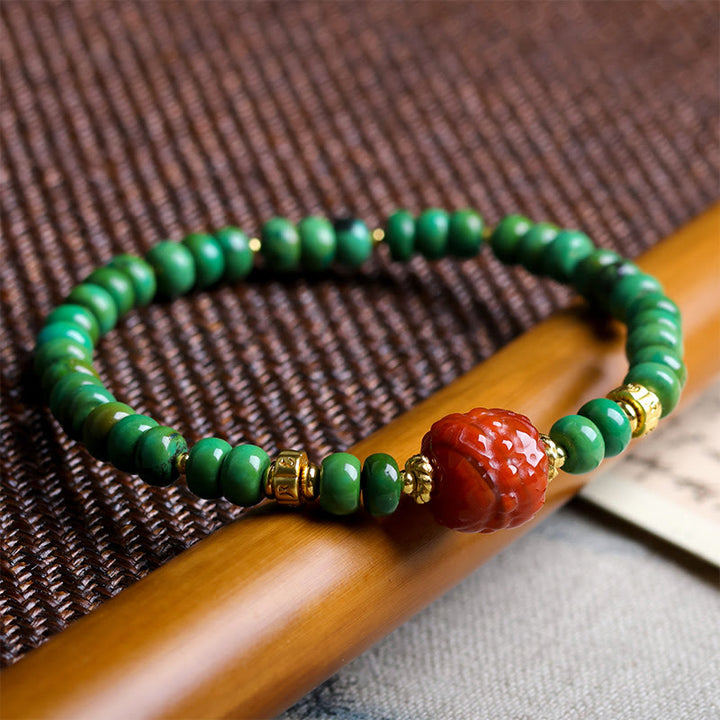 Braccialetto di equilibrio con Buddha Stones - Turchese e agata rossa del sud (circonferenza del polso: 15-18 cm) - image 1
