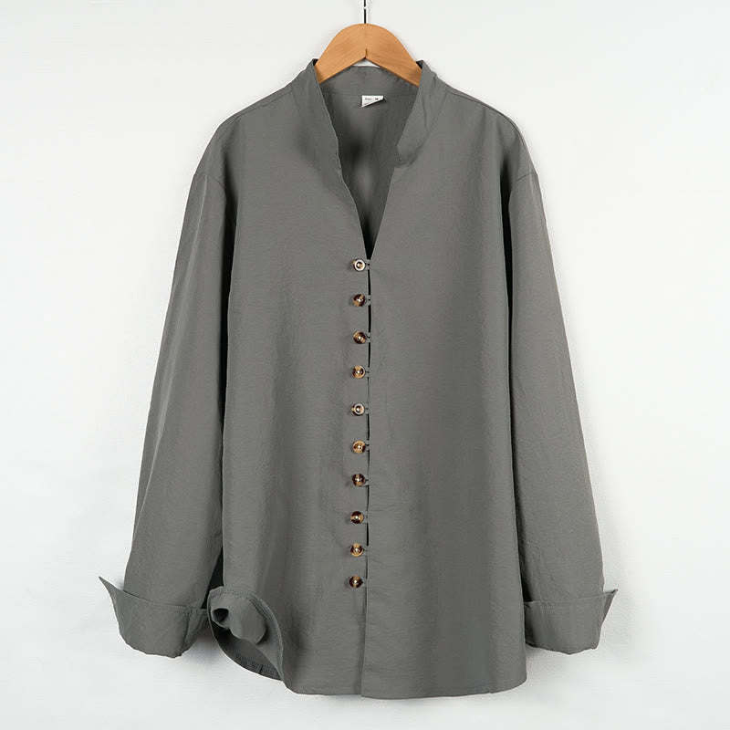 Camicia da uomo a maniche lunghe con bottoni in tinta unita Buddha Stones - Grigio - US/UK/AU46, EU56 (3XL) - image 0