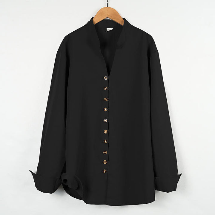 Camicia da uomo a maniche lunghe con bottoni in tinta unita Buddha Stones - Nero - US/UK/AU46, EU56 (3XL) - image 16