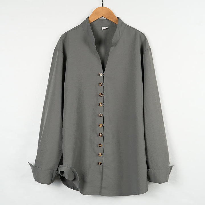 Camicia da uomo a maniche lunghe con bottoni in tinta unita Buddha Stones - Grigio - US/UK/AU46, EU56 (3XL) - image 0