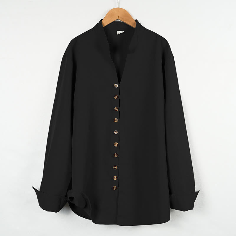 Camicia da uomo a maniche lunghe con bottoni in tinta unita Buddha Stones - Nero - US/UK/AU46, EU56 (3XL) - image 16