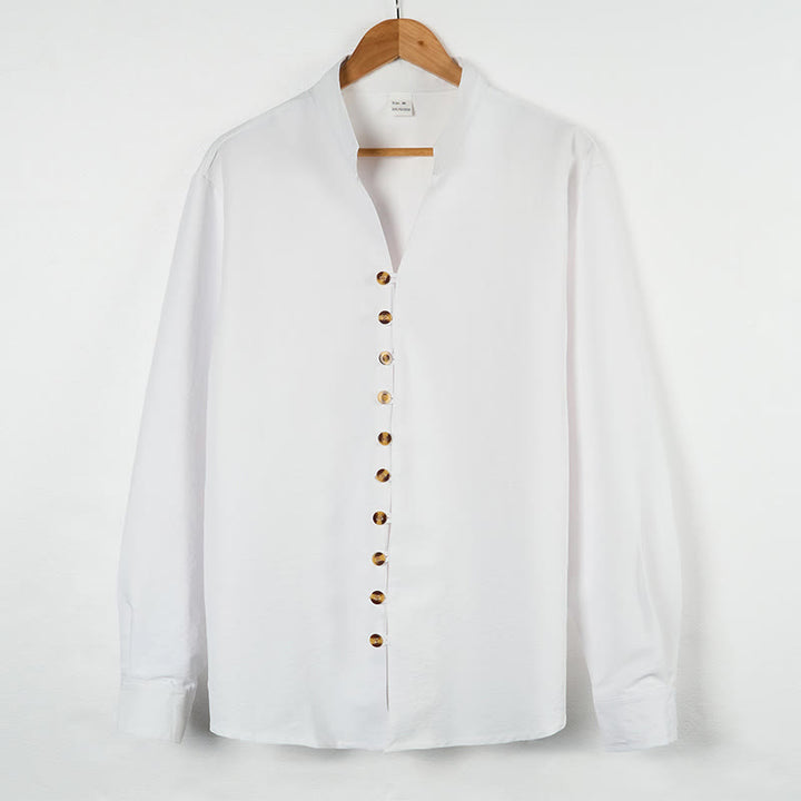 Camicia da uomo a maniche lunghe con bottoni in tinta unita Buddha Stones - Bianco - US/UK/AU46, EU56 (3XL) - image 6