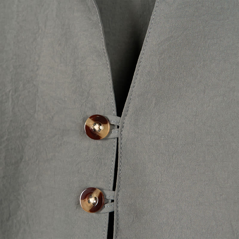 Camicia da uomo a maniche lunghe con bottoni in tinta unita Buddha Stones - image 3