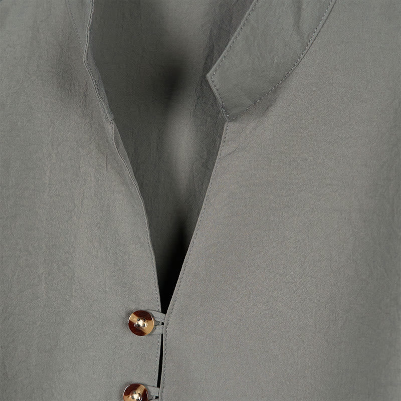 Camicia da uomo a maniche lunghe con bottoni in tinta unita Buddha Stones - image 2