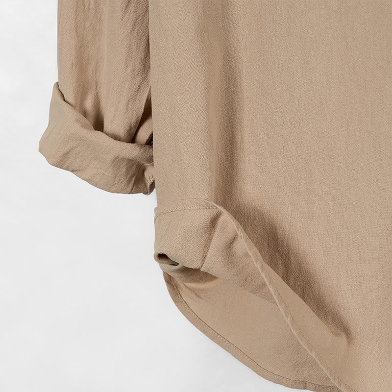 Camicia da uomo in cotone con cappuccio e maniche lunghe, tinta unita, con bottoni a metà autunno, motivo Buddha Stones - image 14