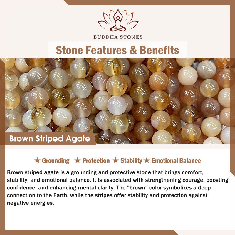 Bracciale Buddha Stones in argento sterling 925 con tartaruga e gatto, agata marrone chiaro striata, onice nero - image 6