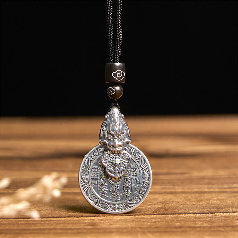 Buddha Stones Collana con ciondolo in rame Pixiu Harmony con design Bagua dei fantasmi della montagna che spendono soldi - image 3