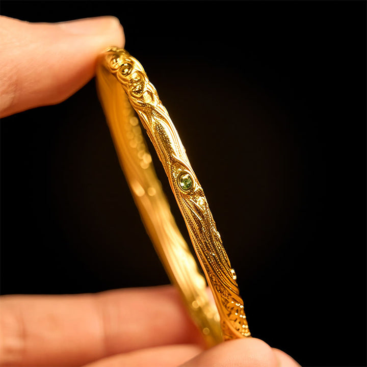 Braccialetto della ricchezza placcato oro in rame con design a cerchio con universo cavo Buddha Stones - image 5