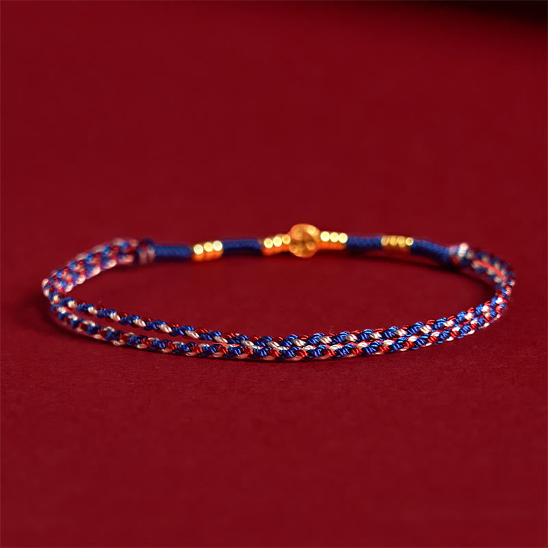 Braccialetto portafortuna con monete di rame intrecciate a mano in corda rossa Buddha Stones - image 10
