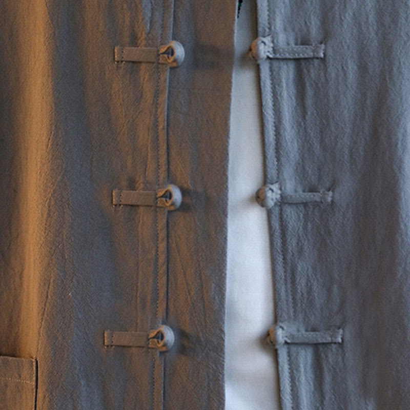 Buddha Stones 2 pezzi Zen Tang Suit da uomo Frog-Bottone Camicia a maniche lunghe Pantaloni Set con tasche - image 10