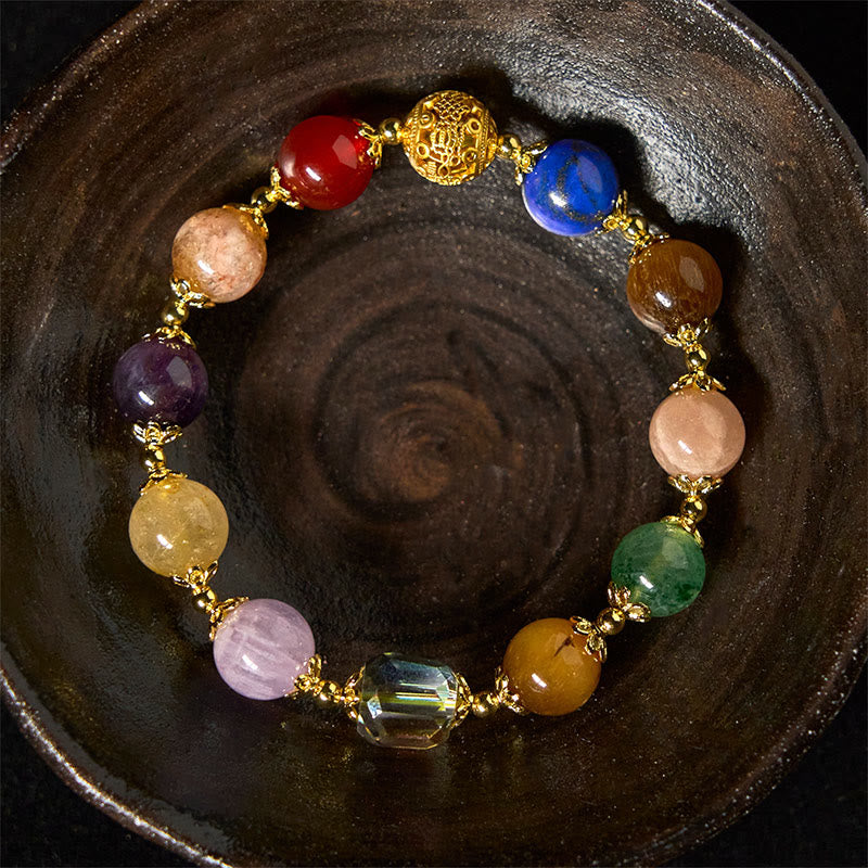 Braccialetto di equilibrio con perline colorate in ametista, lazurite e lapislazzuli di Dunhuang , Buddha Stones - image 1