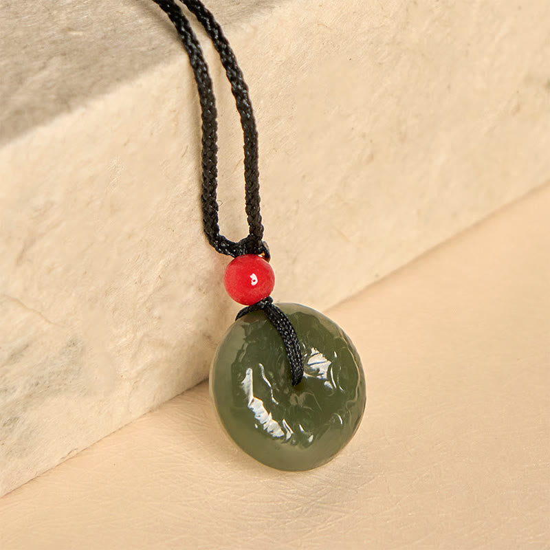 Collana con ciondolo portafortuna , Buddha Stones, fibbia della pace, nuvole di buon auspicio, giada ciano - image 8
