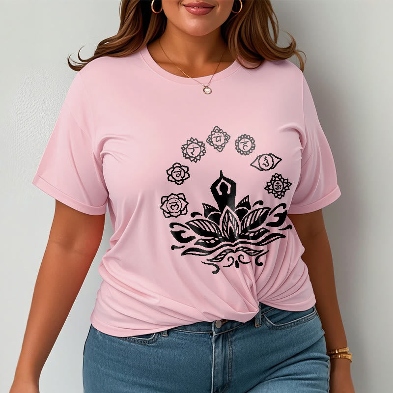 Maglietta casual in cotone con Buddha Stones Mediting Figure Lotus Flower Seven Chakras - image 14