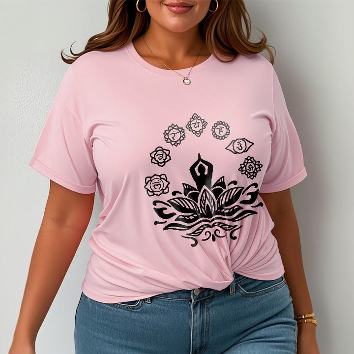 Maglietta casual in cotone con Buddha Stones Mediting Figure Lotus Flower Seven Chakras - image 14